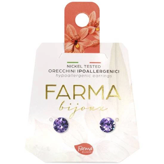 FARMA BIJOUX Hypoallergene Ohrringe Kristalle Lila 6,2mm