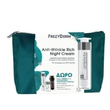 FREZYDERM Promo Anti-Falten Nachtcreme für Gesicht & Hals 45+ 50ml + Anti-Falten Tagescreme 15ml + Augencreme 5ml + Velvet Colors Medium Matte Make Up 2ml + Etui