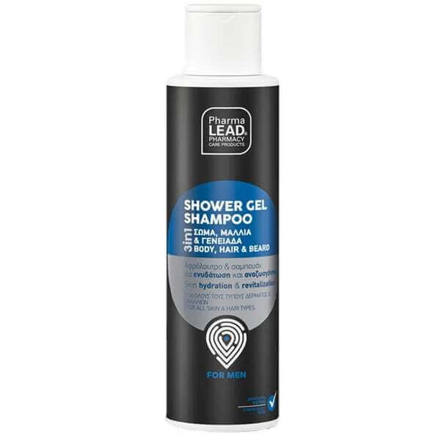 PHARMALEAD Duschgel Shampoo für Männer 3 in 1 Shampoo - Duschgel für Körper, Haare & Bart 100ml