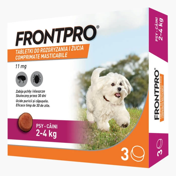 FrontPro 11 mg Kautabletten gegen Flöhe und Zecken für Hunde 2-4 kg - 3 Tabletten