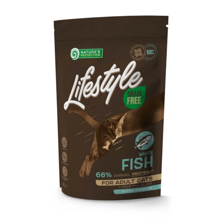 NATURES PROTECTION Lifestyle, Poisson blanc, croquettes sans céréales, 400g