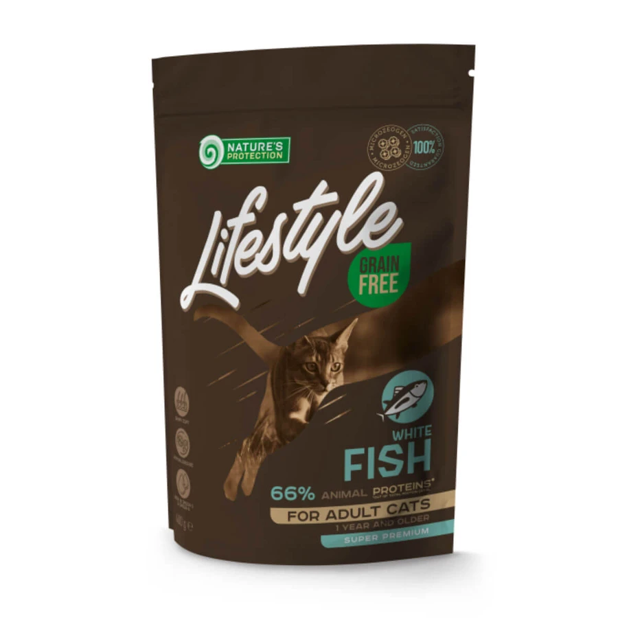 NATURES PROTECTION Lifestyle, Poisson blanc, croquettes sans céréales, 400g