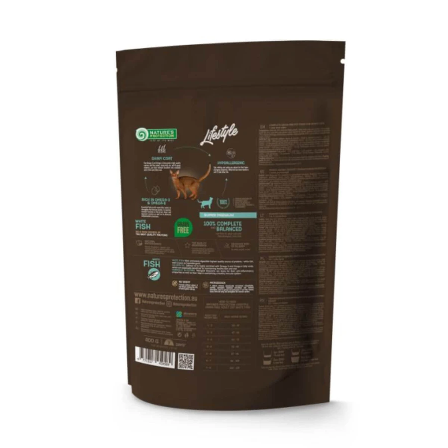 NATURES PROTECTION Lifestyle, Poisson blanc, croquettes sans céréales, 400g