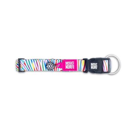 MAX & MOLLY Smart ID Magic Magic Zebra, dog collar, adjustable, polyester, white, trident buckle, S(28-45 x 1.5cm)
