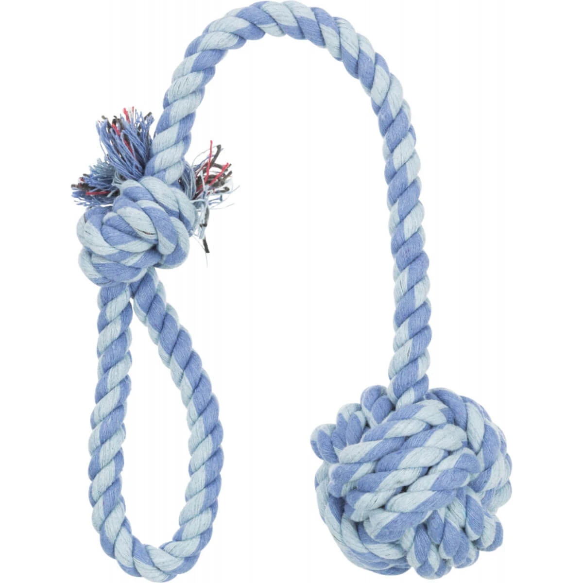 TRIXIE, Ballspielzeug mit Seilgriff für Hunde, 7cm, multicolor