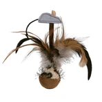 Trixie, pelota con plumas y ratón, juguete, gatos, felpa, multicolor, 15cm