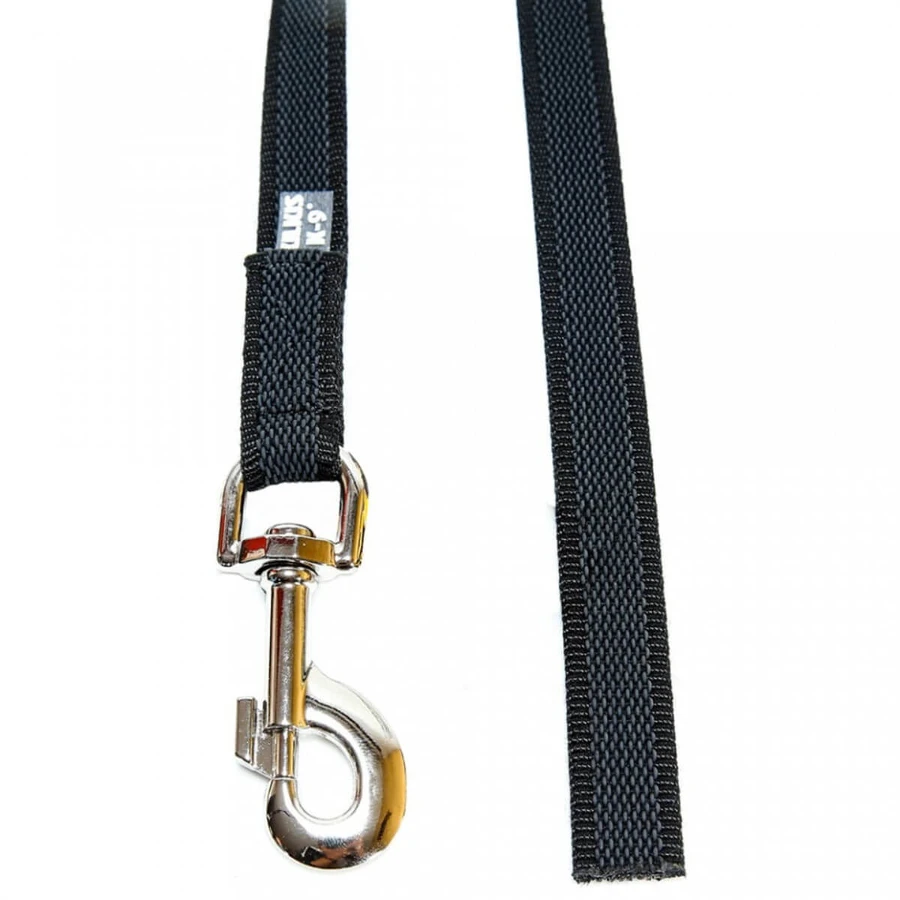 JULIUS-K9 Color & Gray, rutschfeste Leine mit Griff für Hunde, 50kg, Textil, Band, 14mm x 2m, schwarz