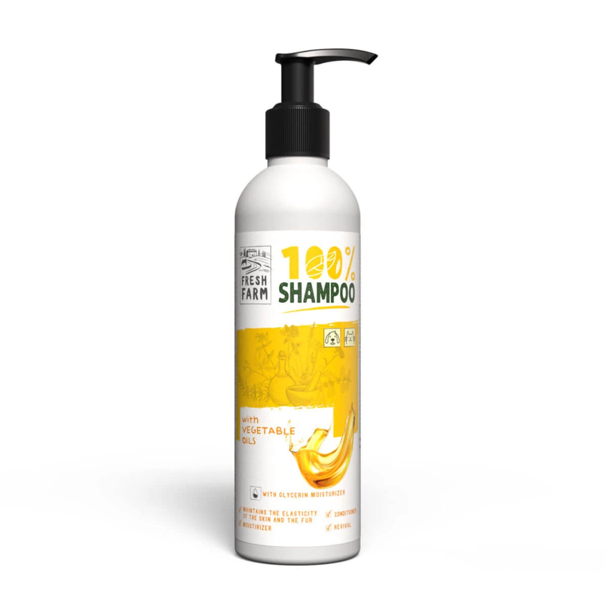 FRESH FARM Pflanzliche Öle, XS-XL, Shampoo für Hunde, Flasche, 250ml
