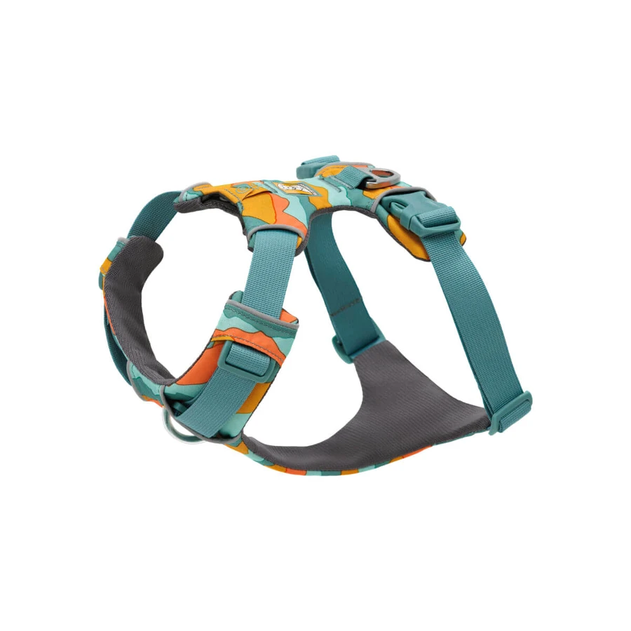 RUFFWEAR Front Rage Spring Mountains, dubbel harnas (borst&rug) hondentraining, verstelbaar, reflecterend, groen en oranje, XS(33-43cm)