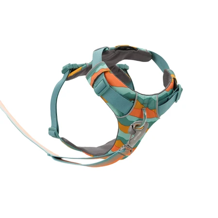 RUFFWEAR Front Rage Spring Mountains, dubbel harnas (borst&rug) hondentraining, verstelbaar, reflecterend, groen en oranje, XS(33-43cm)