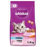 WHISKAS Adult Sterile, Saumon, nourriture sèche pour chats stérilisés, 1.4kg