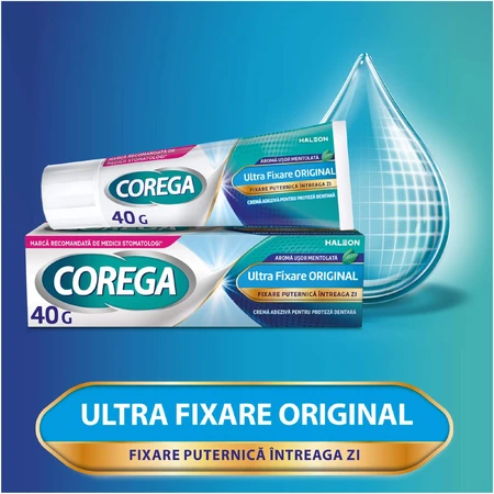 Ultra Fixation Original Zahnprothesen-Haftcreme-Packung, 2x40 gr, Corega