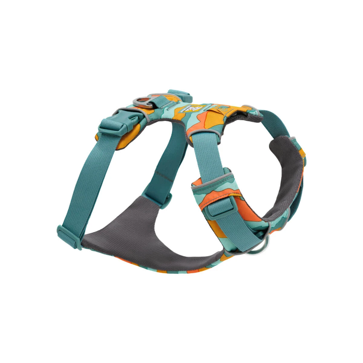 RUFFWEAR Front Rage Spring Mountains, Doppelgeschirr (Brust&Rücken) Hundetraining, verstellbar, reflektierend, grün und orange, M(69-81cm)