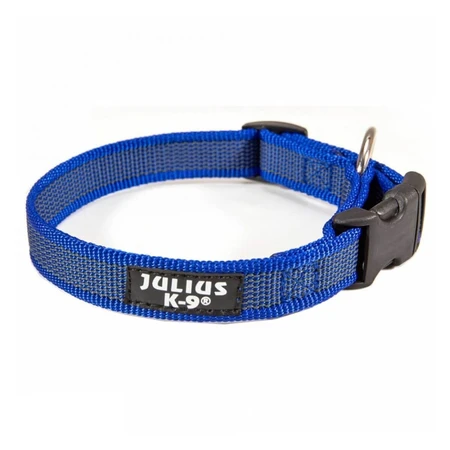 JULIUS-K9 Color & Gray, collare regolabile con maniglia per cani, nylon, 25mm x 39-45cm, blu