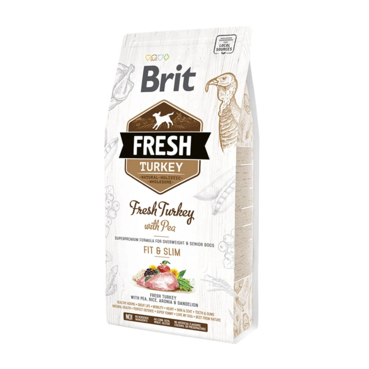 BRIT Fresh Fit & Slim Adult S-XL, Pute mit Erbsen, getreidearmes Trockenfutter für Hunde, Gewichtsmanagement, 2,5kg
