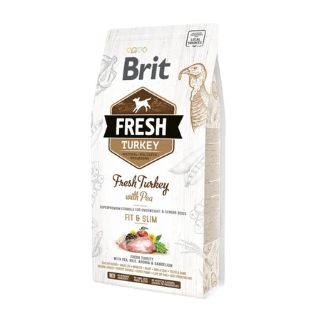 BRIT Fresh Fit & Slim Adult S-XL, Turkey with Peas, low grain dry food for dogs, weight management, 2.5kg