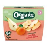 Piure ecologic Bio de mere pere caise si banane, +6 luni, 4x100 gr, Organix