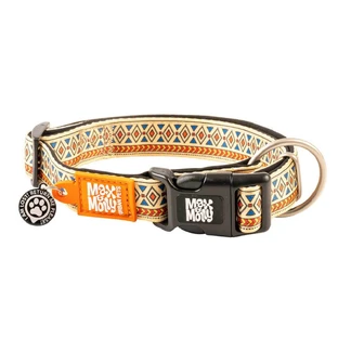 MAX & MOLLY Smart ID Ethnic, zgardă câini, ajustabilă, poliester, bej, cataramă trident, M(34-55  x 2cm)