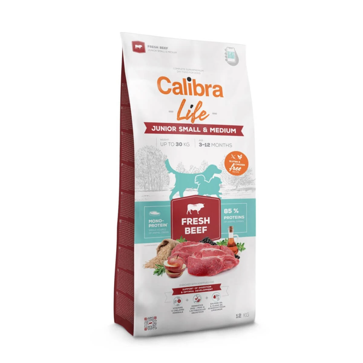 CALIBRA Life Junior Small & Medium Fresh Beef, XS-S, Rindfleisch, Single-Protein-Trockenfutter für junge Hunde, 2,5 kg