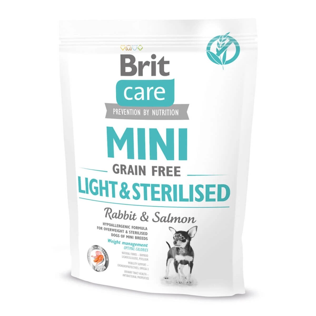 BRIT Care Mini Mini Light & Sterilized, XS-S, Kaninchen, getreidefreies Trockenfutter für sterilisierte Hunde, 400g