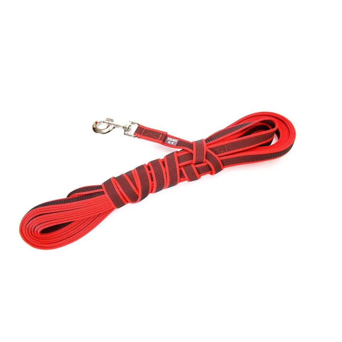 JULIUS-K9 Color & Gray, rutschfeste Leine mit Griff für Hunde, 50kg, Textil, Band, 20mm x 5m, rot