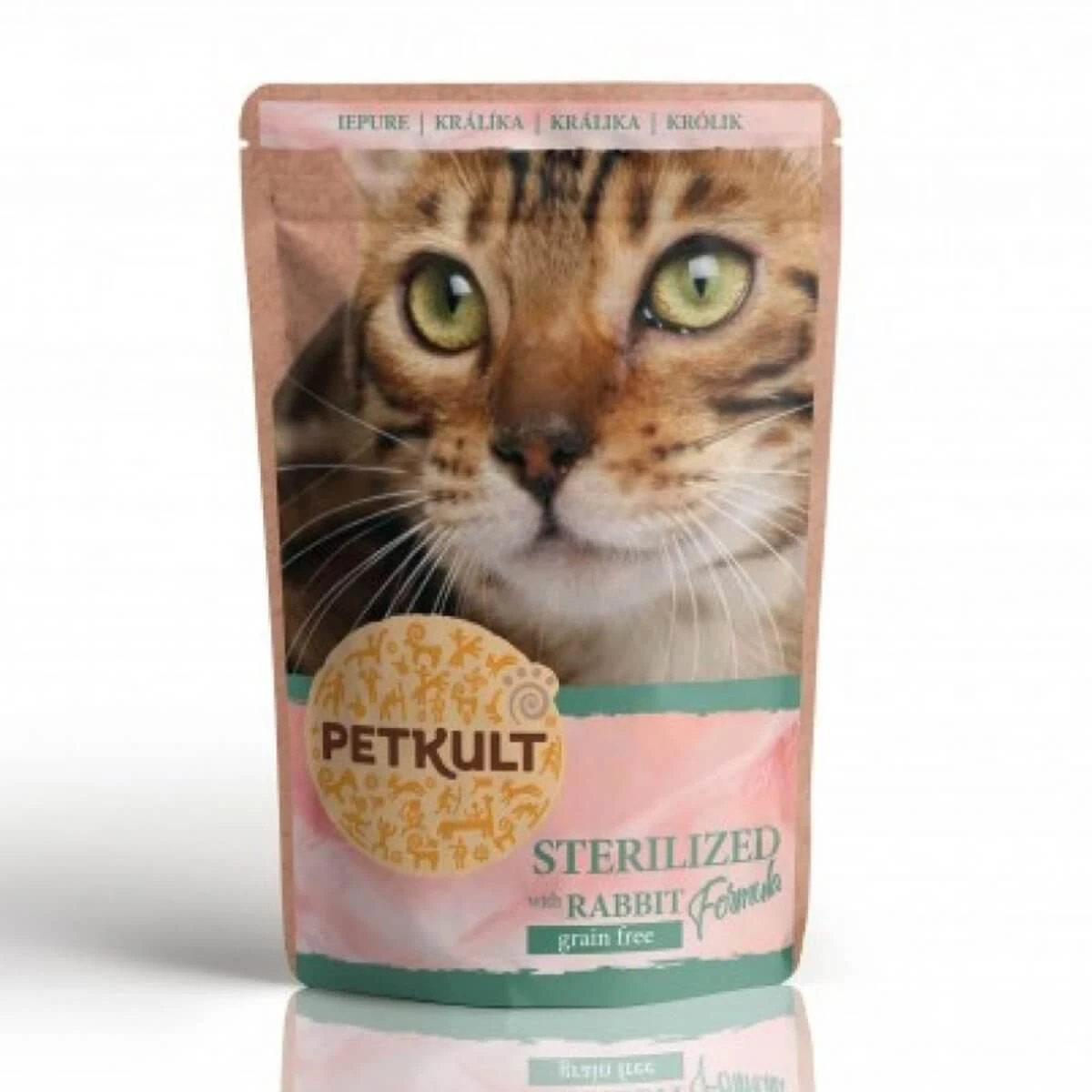 PETKULT Sterilisiert, Kaninchen, Beutel getreidefreies Katzennassfutter, 100g