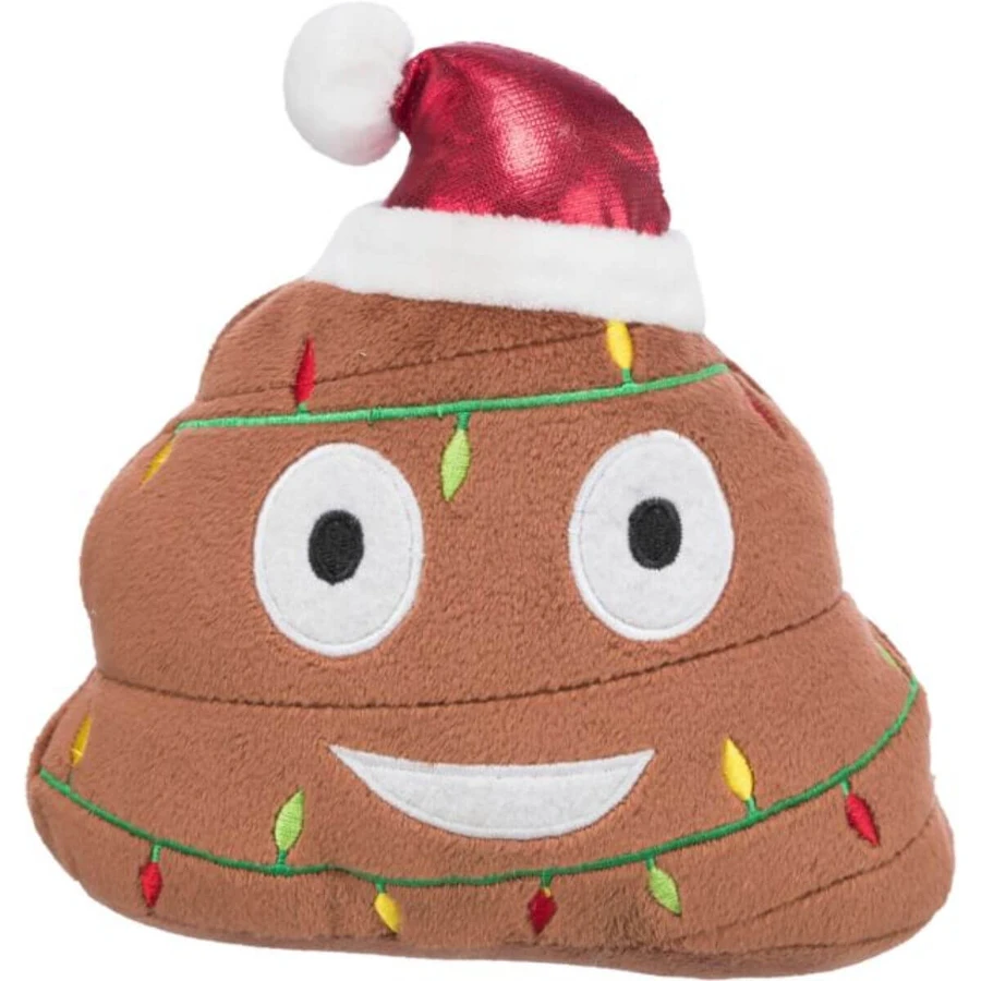TRIXIE Christmas Xmas Emoticon, Plüschtier Hunde, XS-XL, Polyester, mit Sound, körperliche Aktivitäten, braun, 17 cm