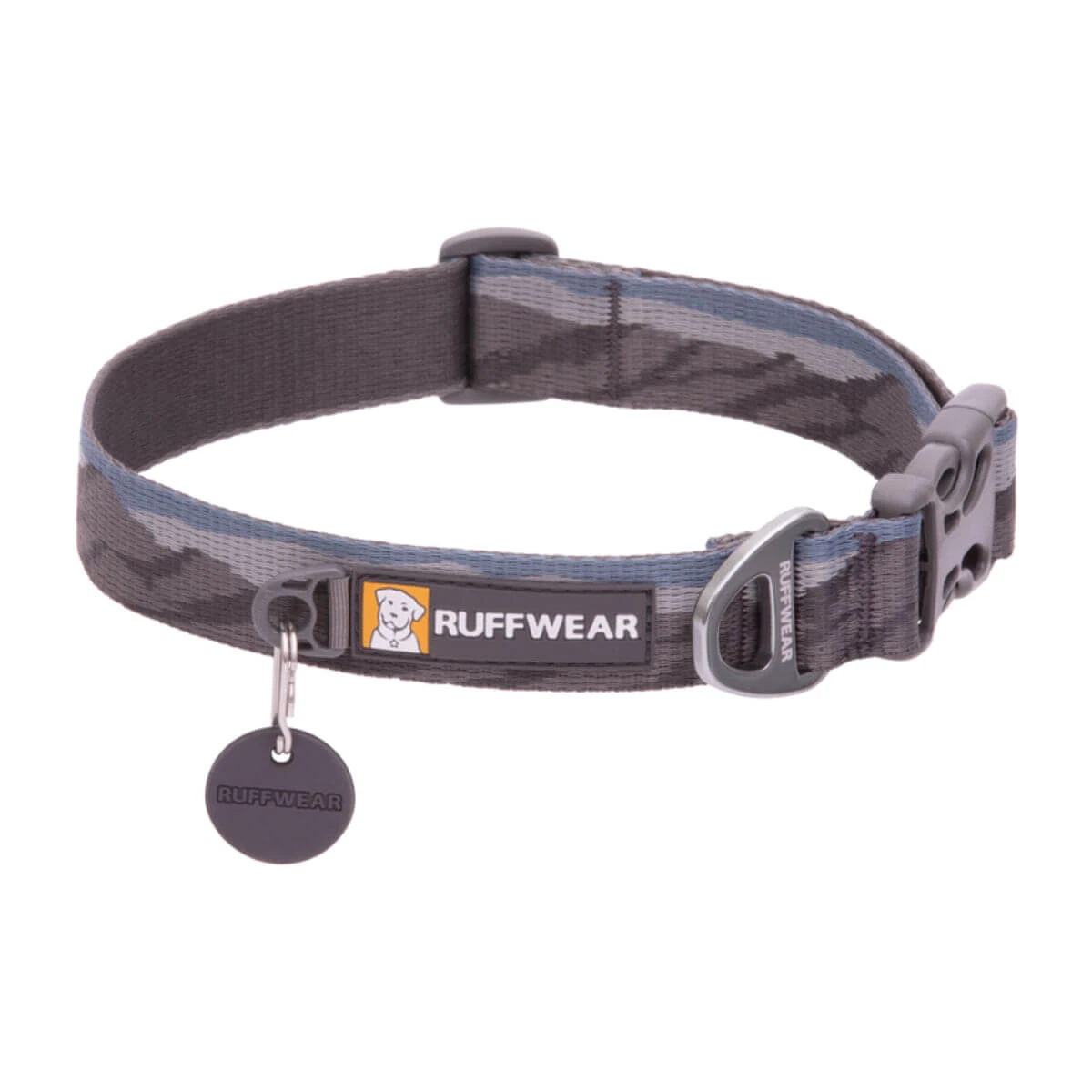 RUFFWEAR Flat Out Rocky Mountains, verstellbares Hundehalsband, blau und grau, S(28-36 x 2cm)