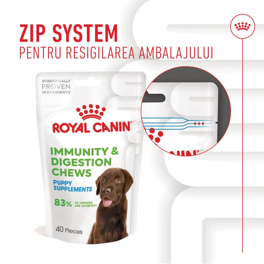 ROYAL CANIN Immunity & Digestion Chews Puppy Supplements, sachet de récompenses fonctionnelles pour chiens juniors, système immunitaire, système digestif, 100g