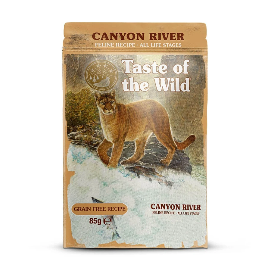 TASTE OF THE WILD Canyon River, Trota, bustina di cibo umido per gatti senza cereali, (in salsa), 85g