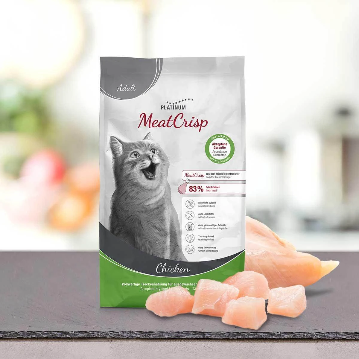 PLATINUM MeatCrisp, Huhn, Katzentrockenfutter, dehydriert, 3kg