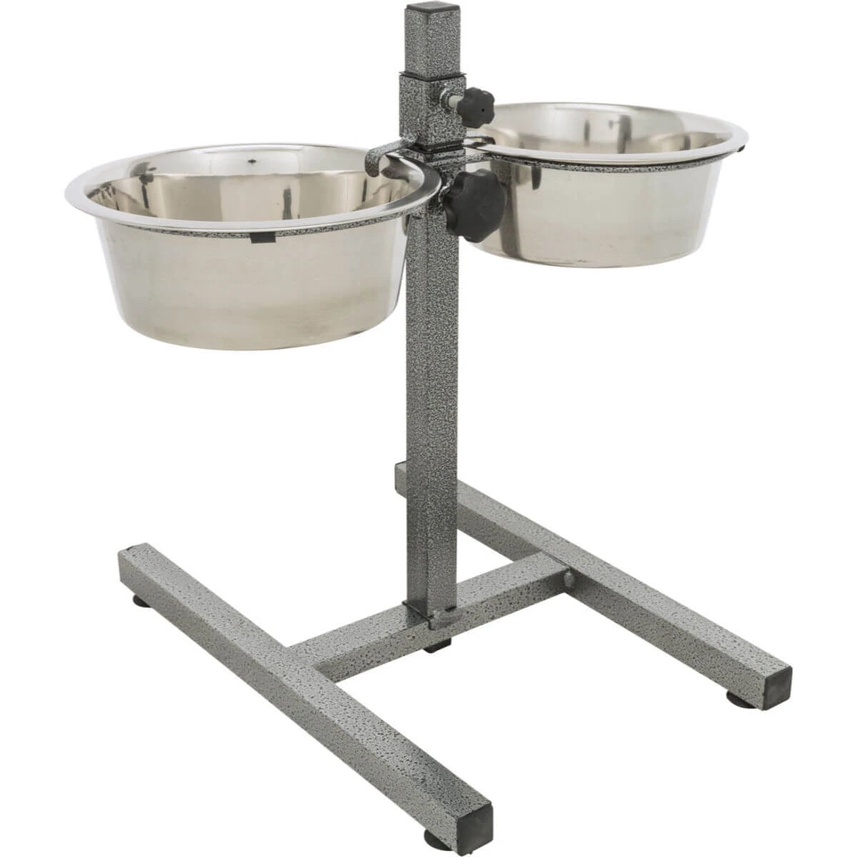 TRIXIE, Set Hundenäpfe + 2 Näpfe, verstellbare Höhe, Metall, silber, M-L(1.8l, ⌀21cm)
