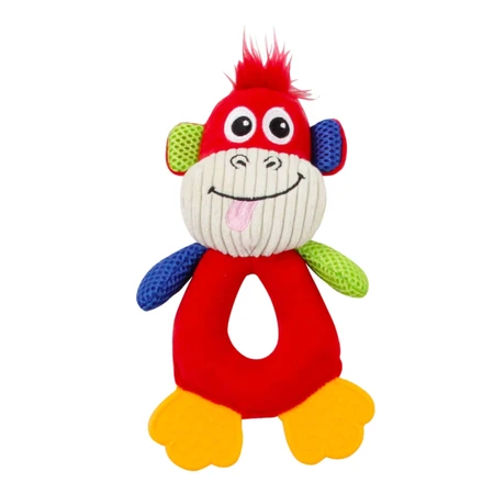 PAWISE Funny Monkey , giocattolo da riporto per cani, S-L, in tessuto, con suono, dentizione, multicolore, 23 x 14 x 5 cm
