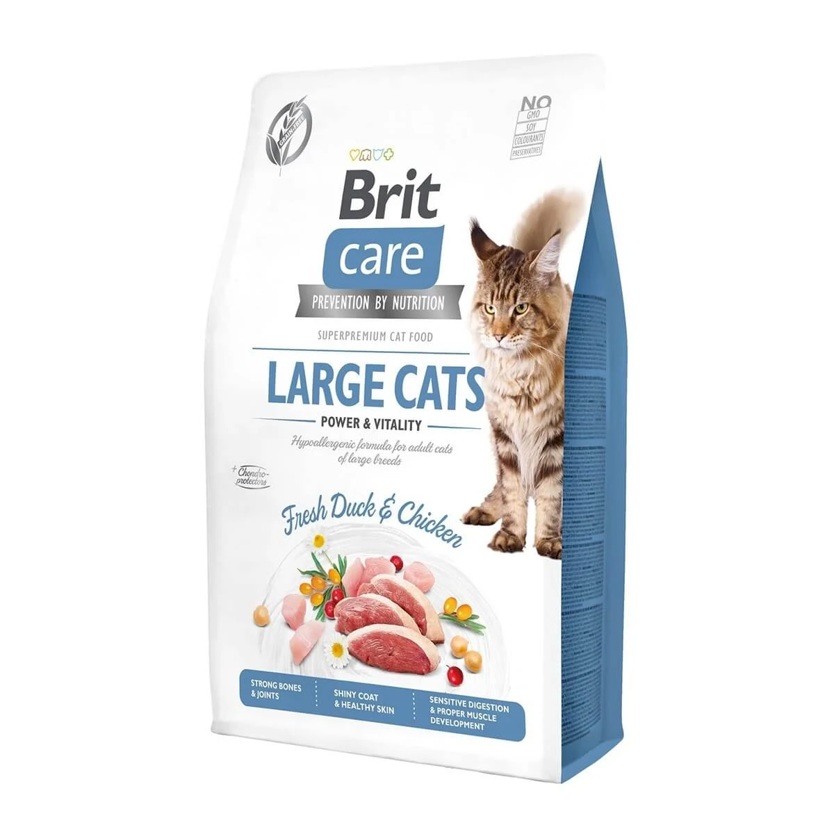 BRIT Care Large Cats Power & Vitality L-XL, Ente & Huhn, getreidefreies Katzentrockenfutter, 2kg