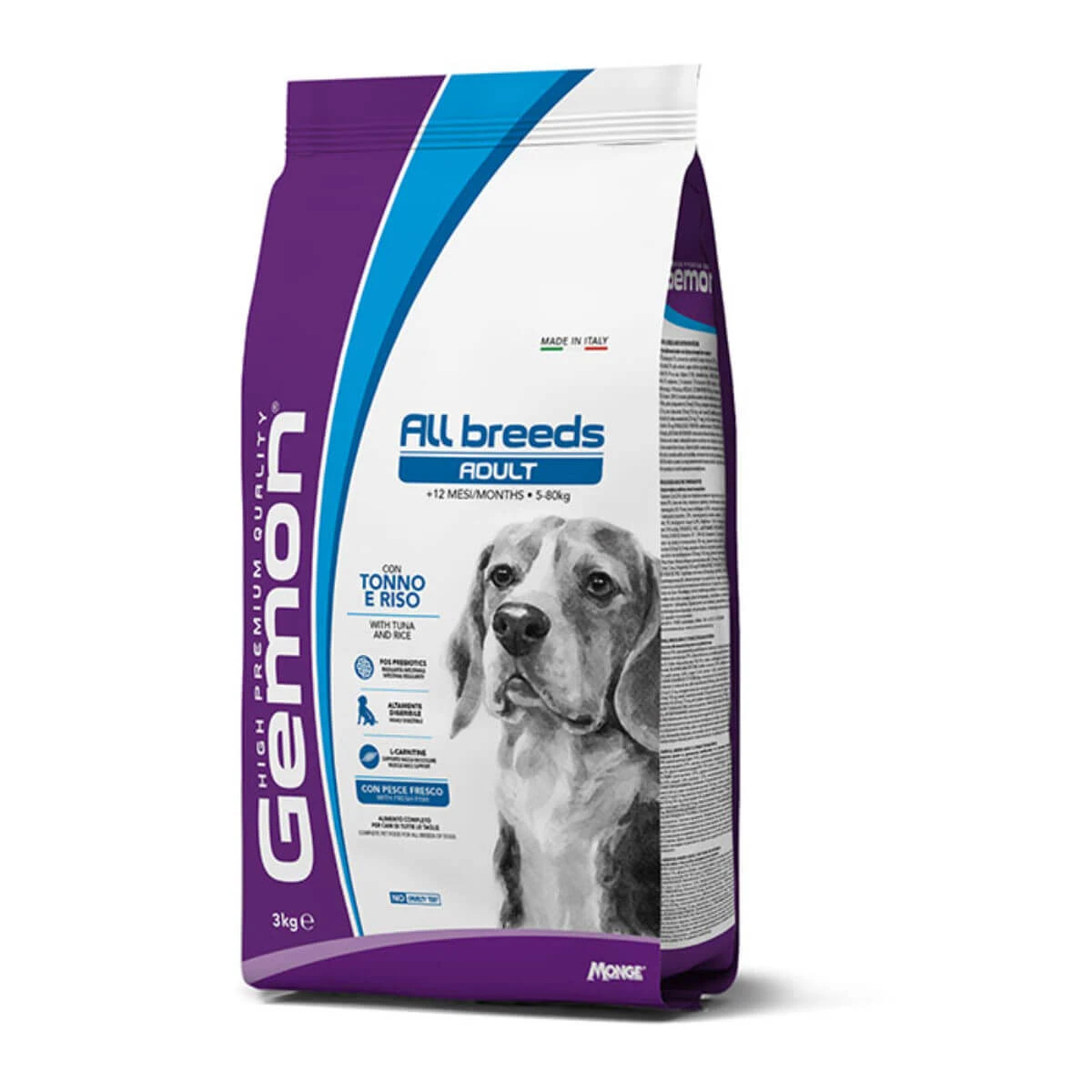 GEMON All Breeds, XS-XL, Thunfisch und Reis, Hundetrockenfutter, 3kg