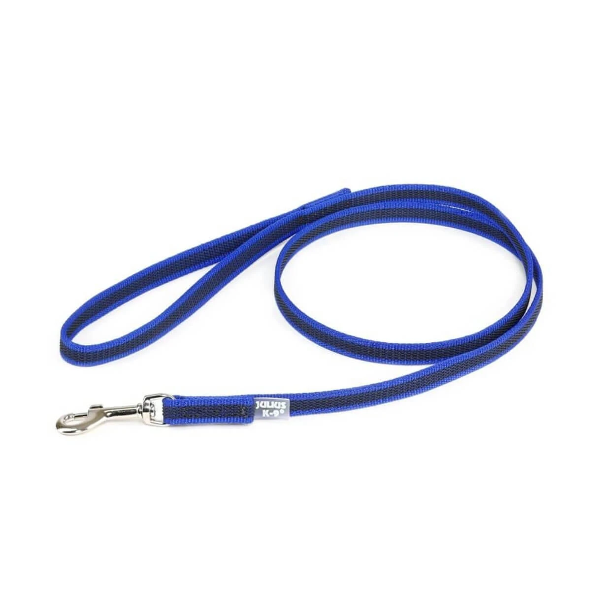 JULIUS-K9 Color & Gray, rutschfeste Leine mit Griff für Hunde, 30kg, Textil, Band, 14mm x 1,2m, blau