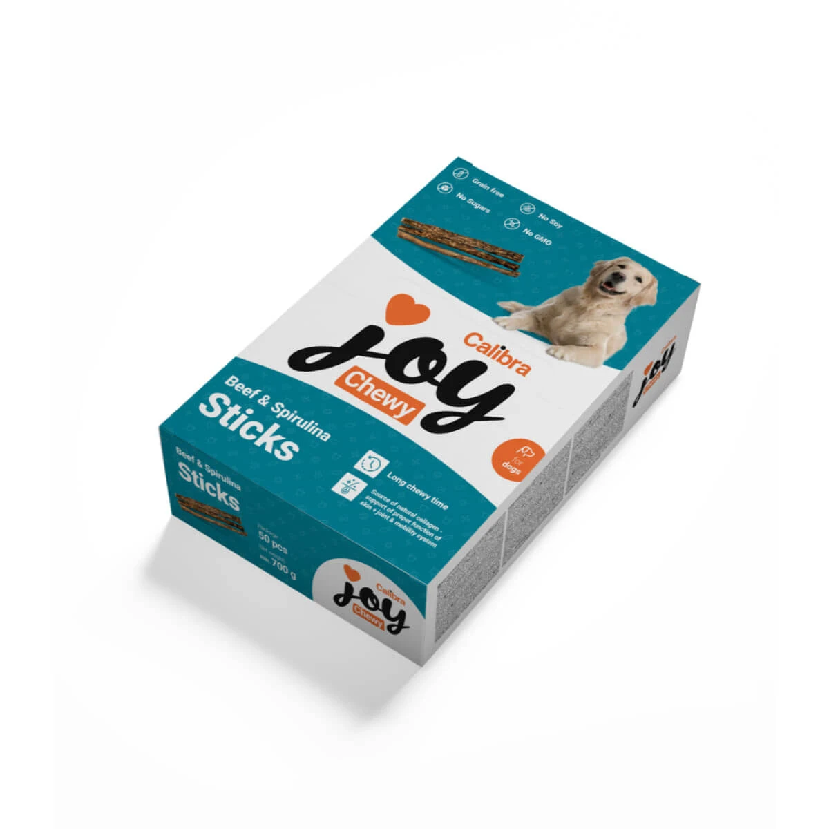 CALIBRA Joy Chewy Sticks, XS-XL, Rindfleisch und Spirulina, getreidefreier Belohnungsbeutel für Hunde, 700g