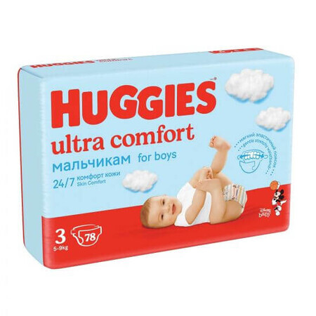 Scutece Boy Ultra Comfort, 5-9 kg, 78 buc, Huggies