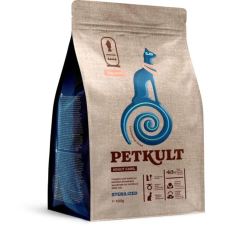 PETKULT Adult Care Sterilised, Somon, hrană uscată pisici sterilizate, 400g