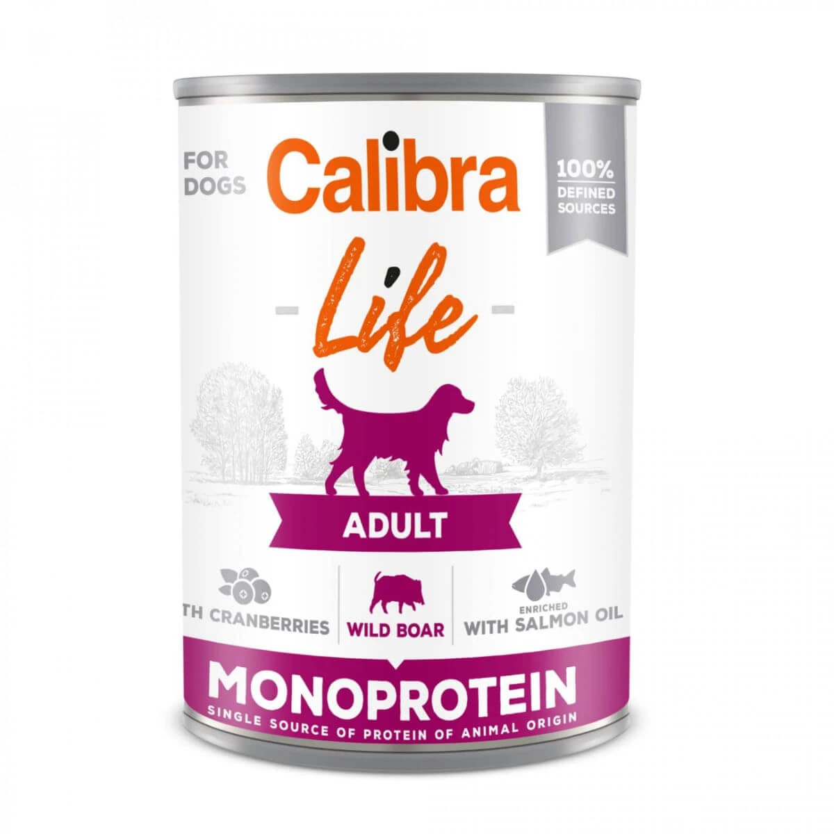 CALIBRA Life, XS-XL, Wildschwein und Cranberry, getreidefreies Nassfutter in Dosen für Hunde, (Pastete), 400g
