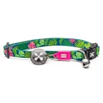 MAX & MOLLY Smart ID Tropical, Katzenhalsband, verstellbar, Polyester, grün, Dreizackschnalle, 22-35 x 1cm