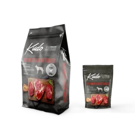 KUDO Medium And Maxi Breed, M-XL, Vită și Miel, hrană uscată conținut redus cereale câini, presată la rece, 3kg