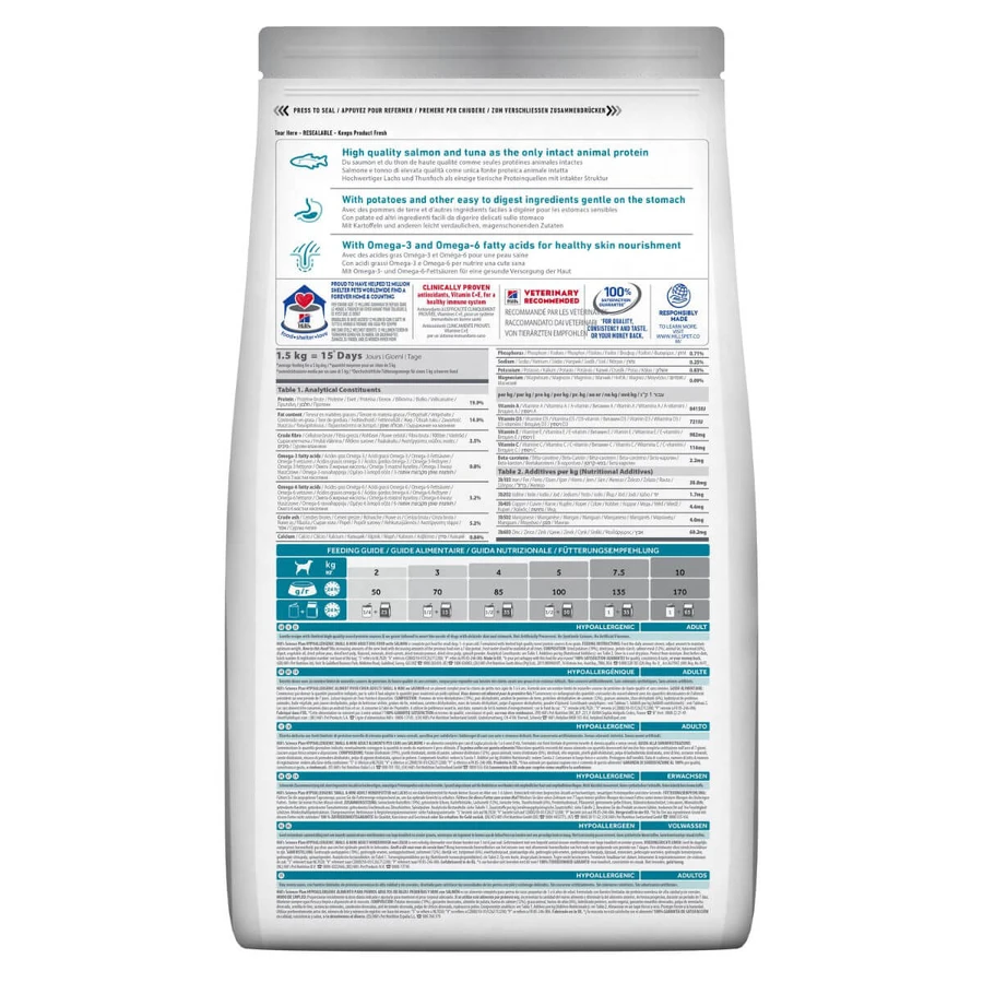 HILL'S Science Plan No Grain Hypoallergenic, XS-S, Salmone, cibo secco senza cereali per cani, sistema digestivo, allergie, 1,5kg