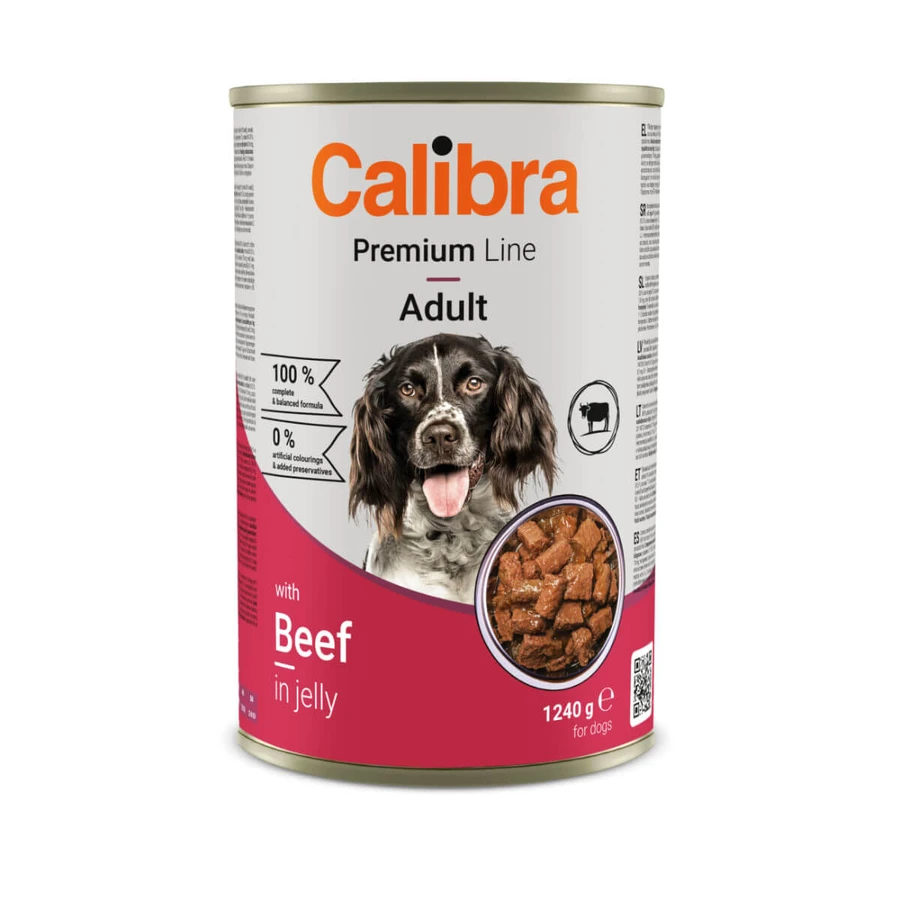 CALIBRA Premium Lijn, XS-XL, Rundvlees, blikvoer voor natte honden, (in aspic), 1240g