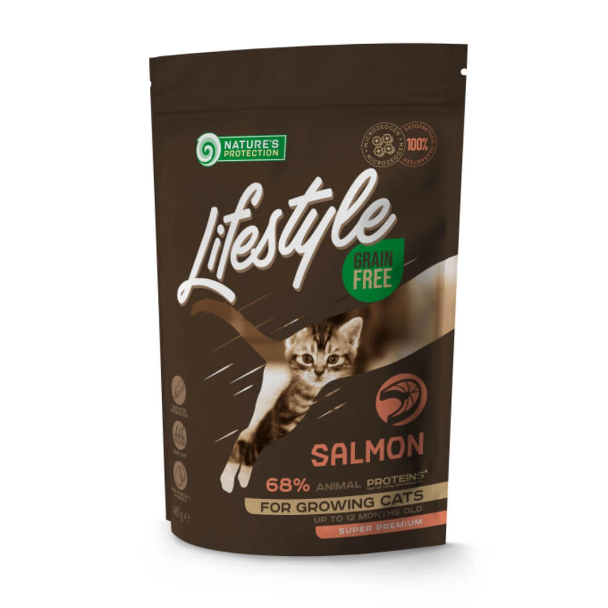 NATURES PROTECTION Lifestyle Kitten, Lachs, getreidefreies Trockenfutter für junge Katzen, 400g