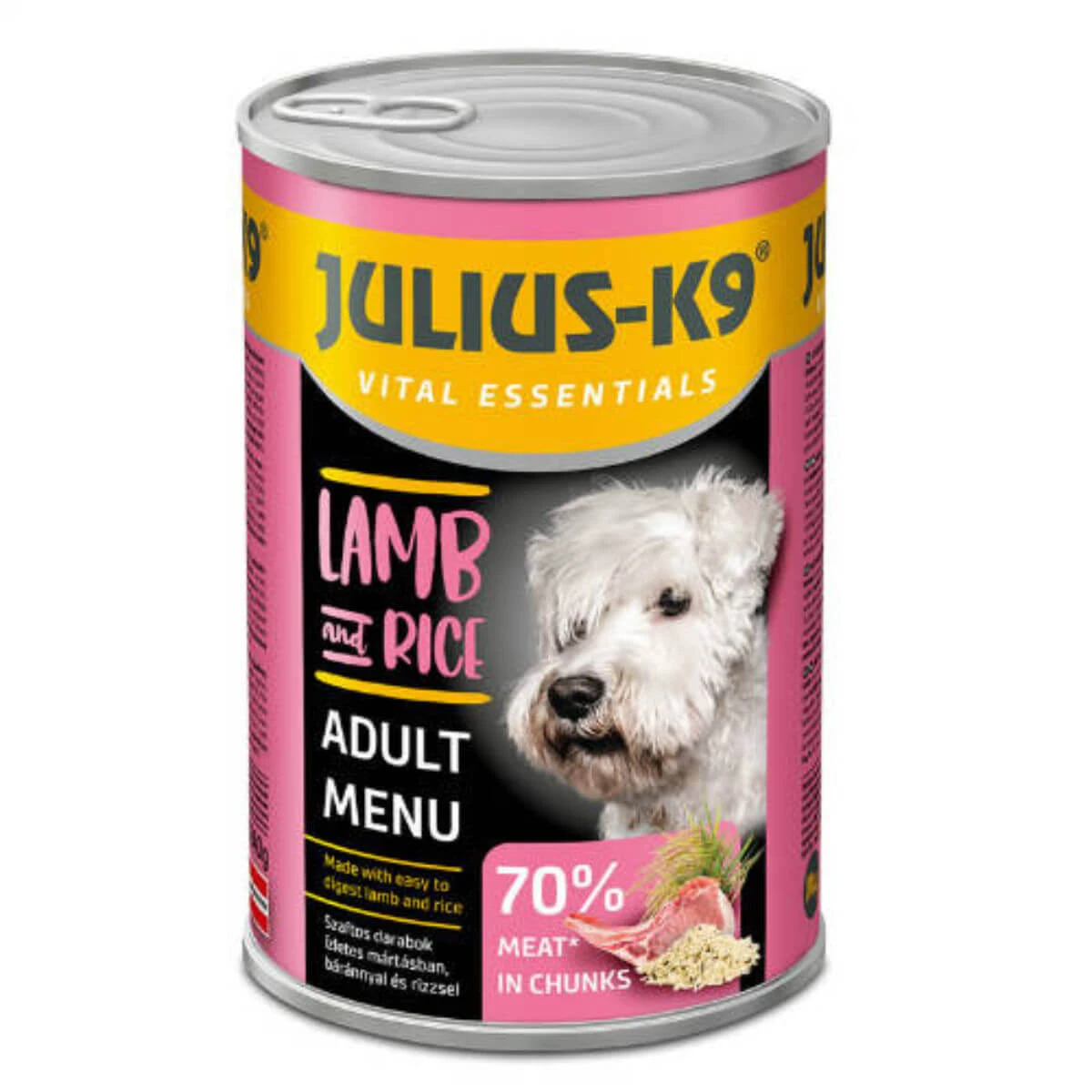 JULIUS-K9 Adult Menu, XS-XL, Honig und Reis, Nassfutter in Dosen für Hunde, (in Sauce), 1240g