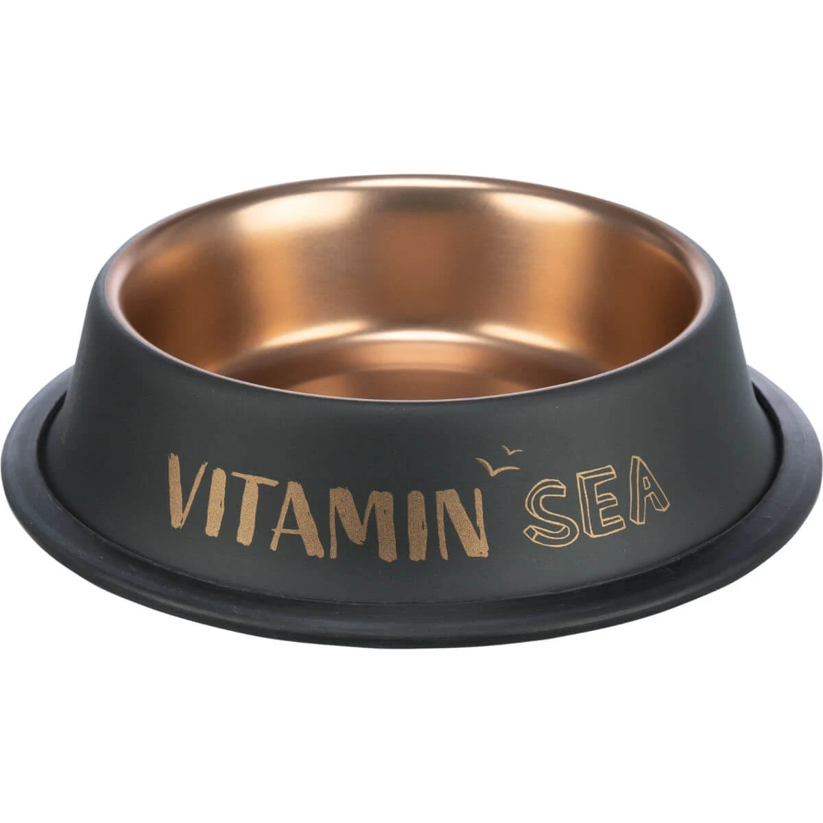 TRIXIE Be Nordic, Katzennapf, rund, rutschfest, Edelstahl, schwarz und gold, 0,2l, ⌀15cm