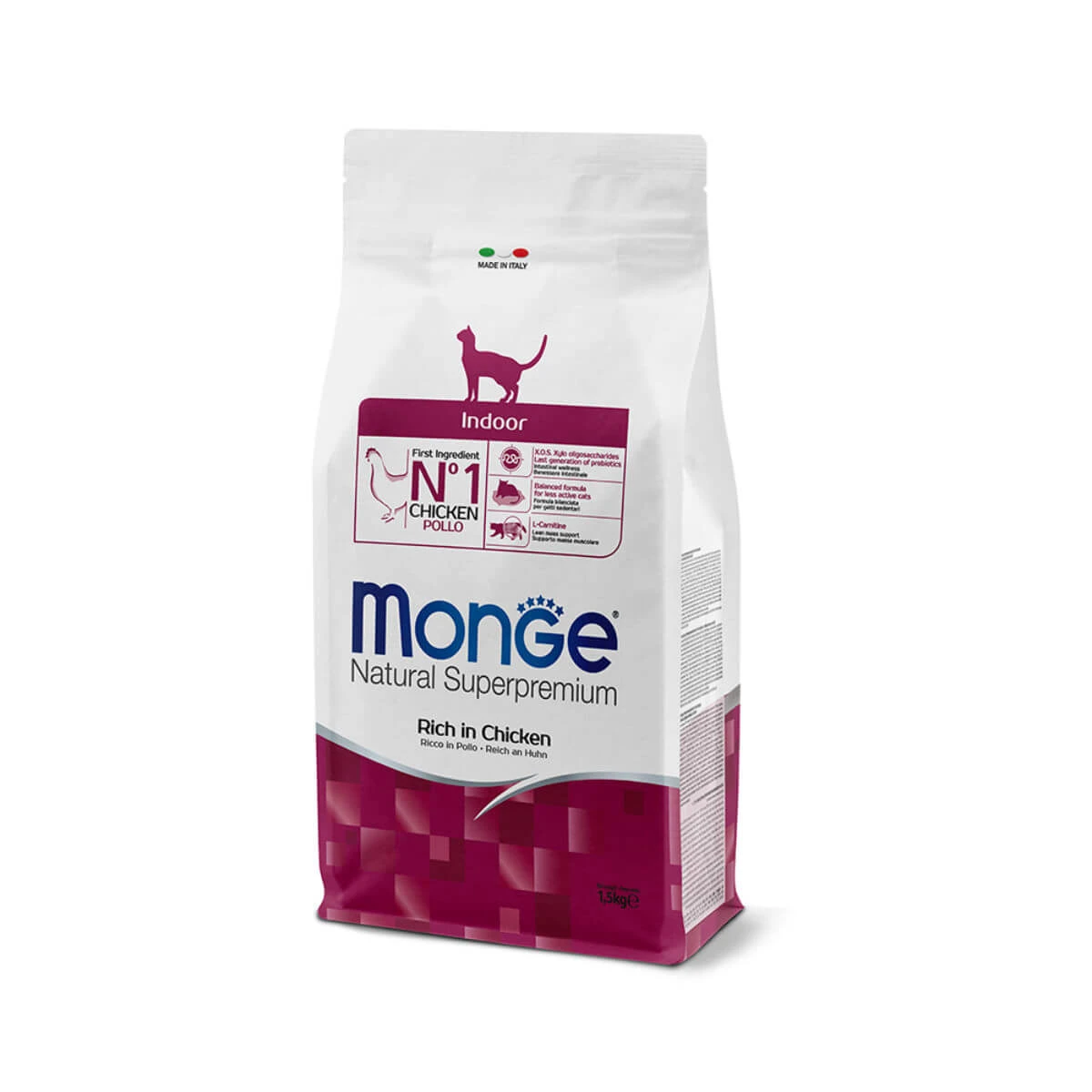 MONGE Natural Superpremium Indoor, Huhn, Katzentrockenfutter, 1,5kg