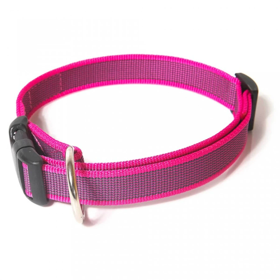 JULIUS-K9 Color & Gray, collare regolabile con maniglia per cani, in nylon, 20mm x 27-42cm, rosa con grigio