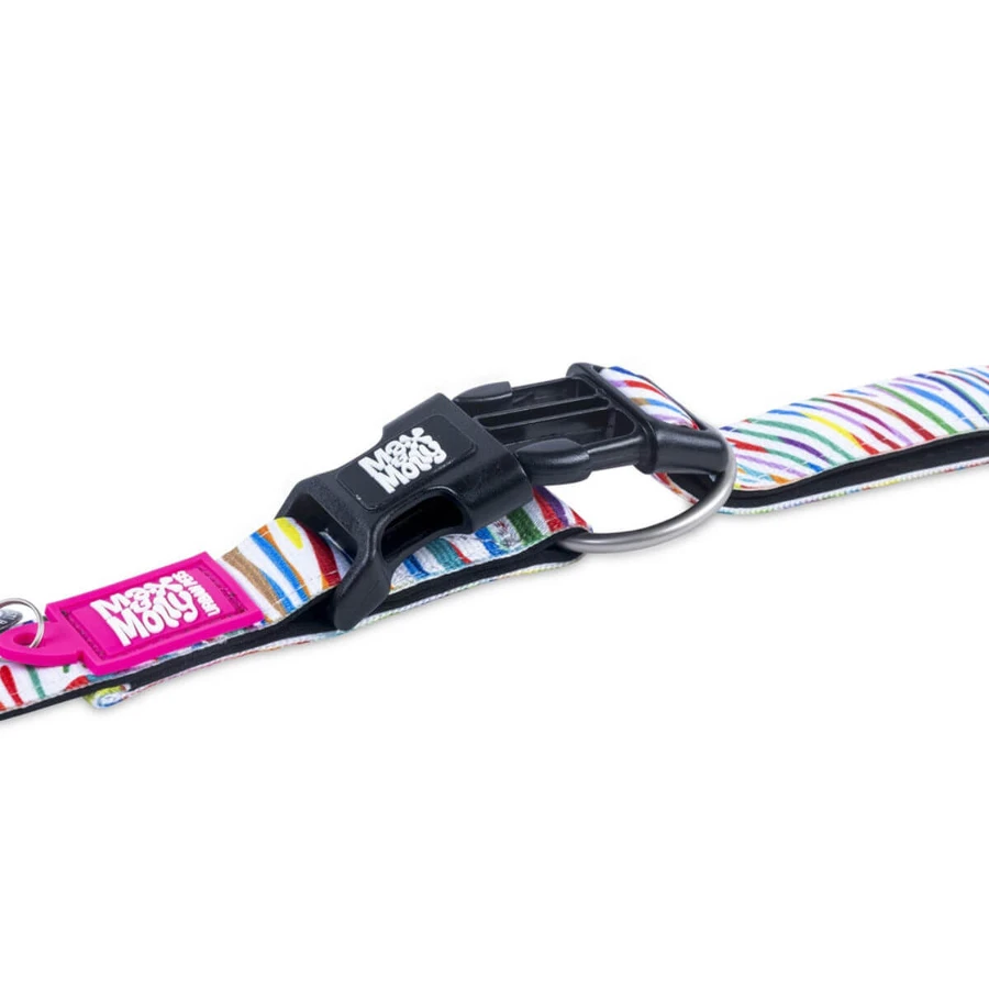 MAX & MOLLY Smart ID Magic Magic Zebra, dog collar, adjustable, polyester, white, trident buckle, M(34-55 x 2cm)